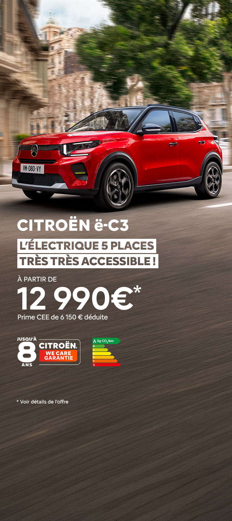 Vue véhicule Citroën mis en avant avec offre commerciale dédiée et avantages clients, alternative intelligente