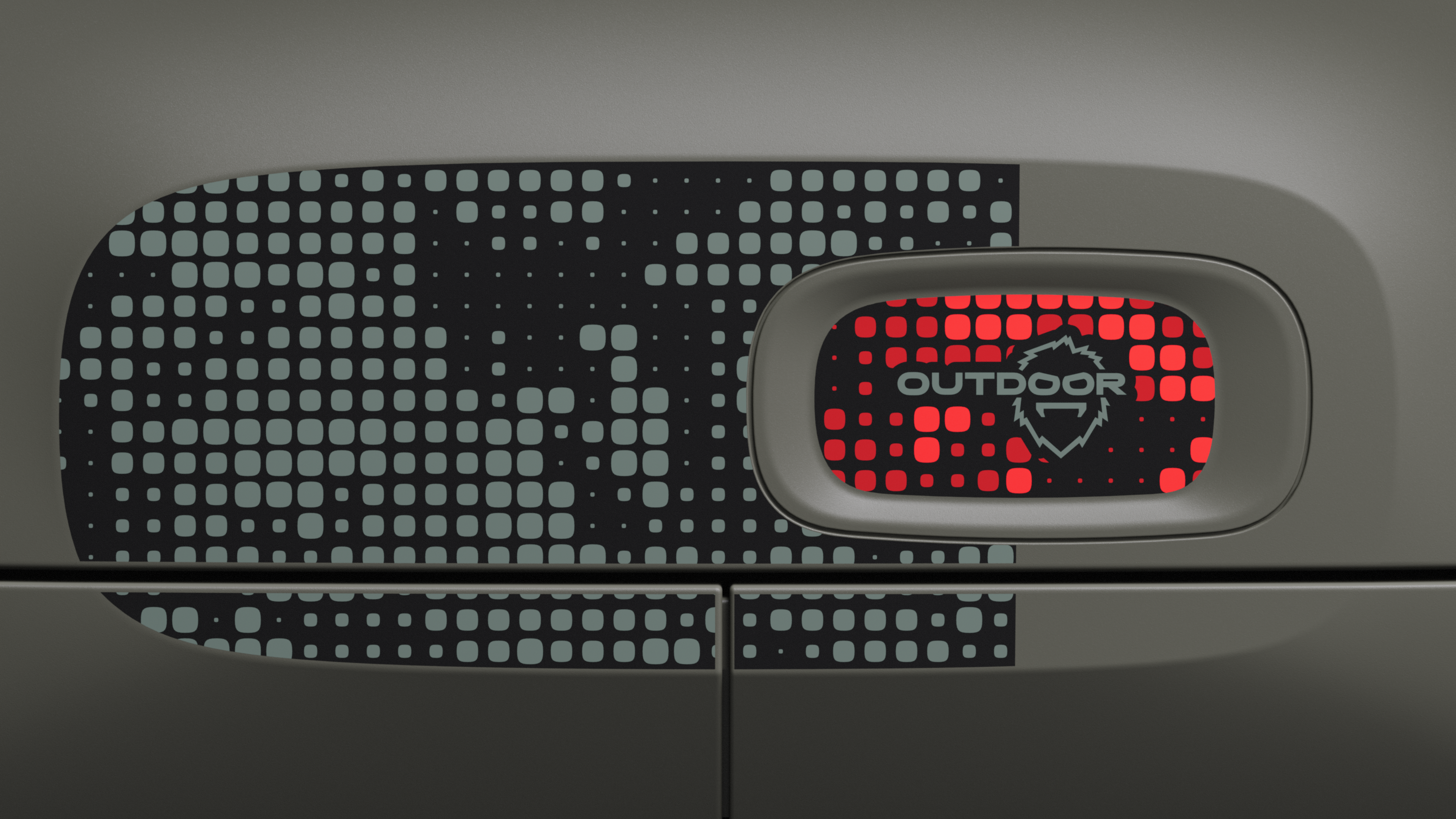 Gros plan arrière latéral sur les stickers graphiques de Citroën ami Outdoormontrant la signature stylistique distinctive Outdoor