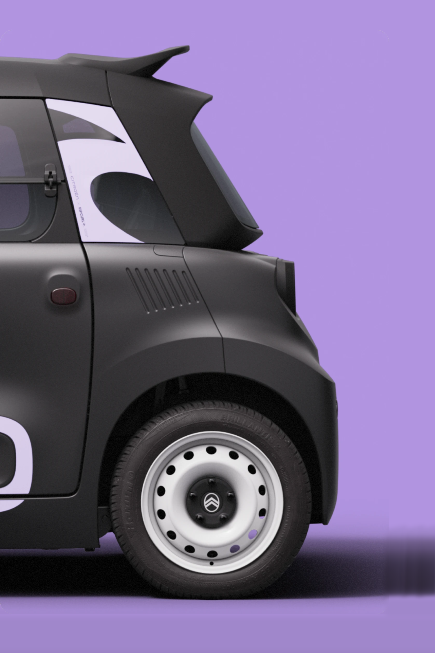 Vue arrière latérale de Citroën ami Rip Curl, qui présente un design compact et sûr offrant une liberté de mobilité innovante