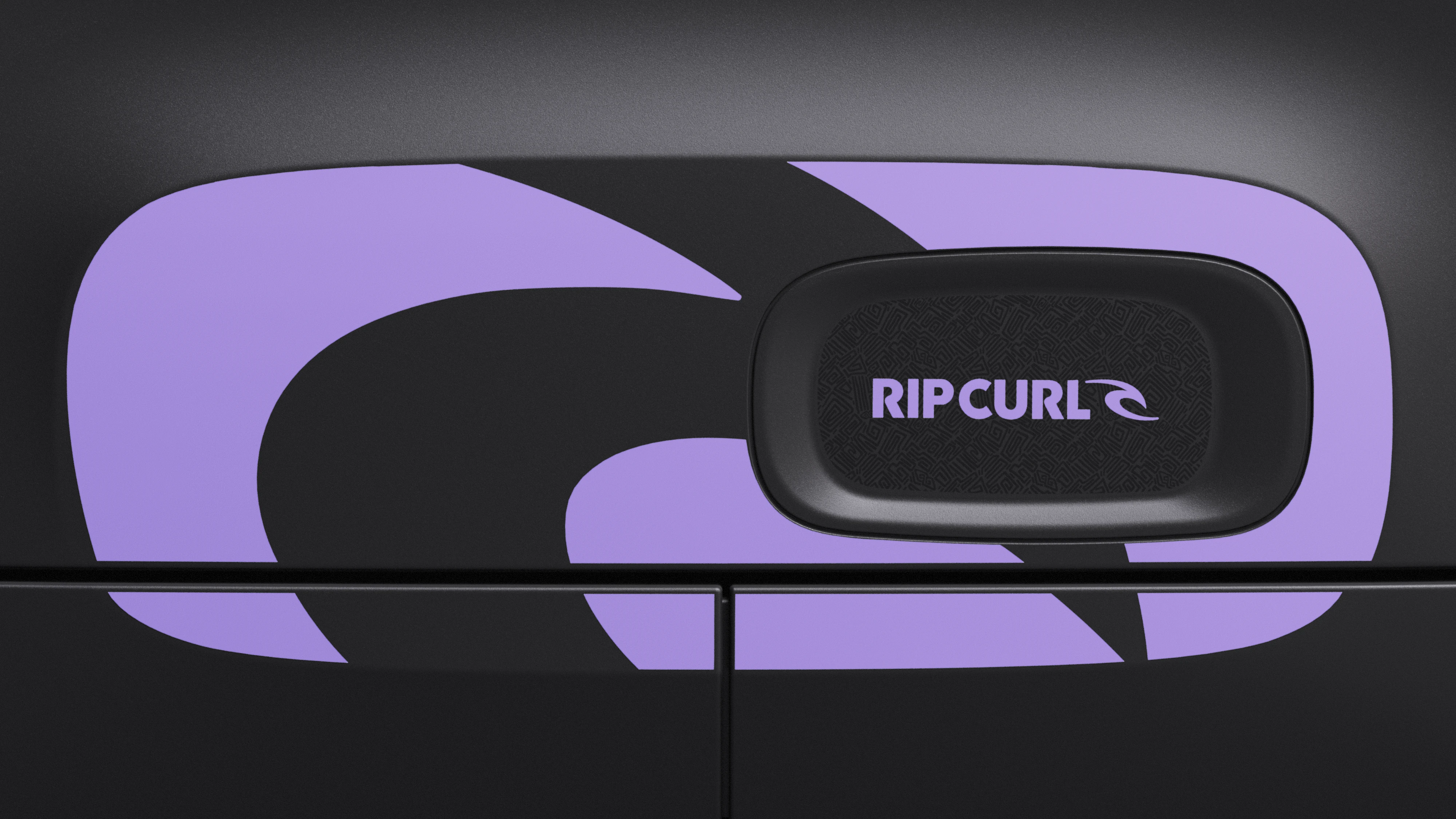 Gros plan sur un détail latéral de la Citroën Ami x Rip Curl électrique sans permis, style Rip Curl de la Citroën Ami pour voiture électrique urbaine