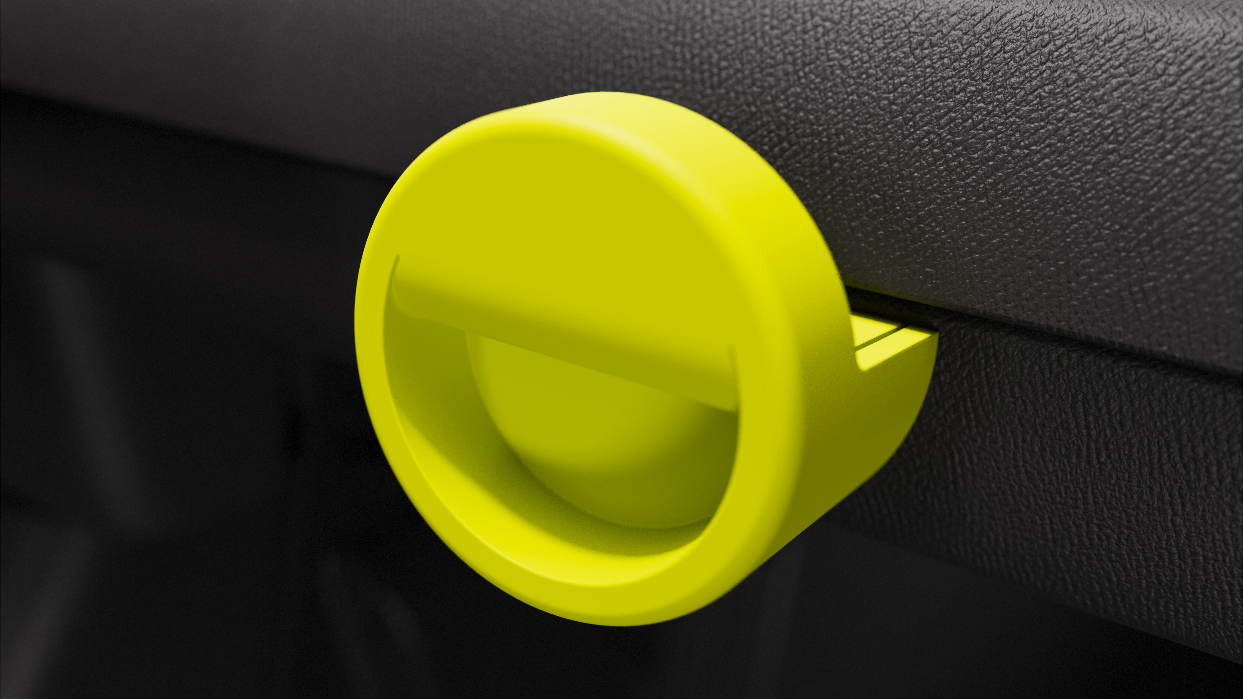 Gros plan sur les détails de l'intérieur de la Citroën Ami x Rip Curl électrique sans permis, crochet de rangement de la Citroën Ami pour voiture électrique urbaine