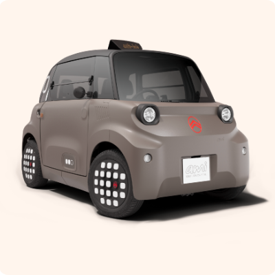 Vue de profil de l'ami en version taxi, dotée d'un aménagement sécurisé et durable pour un transport urbain innovant.