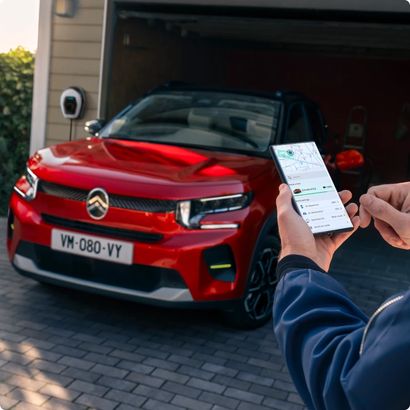 Vue recharge à domicile de Citroën ë-C3, les fonctionnalités connectées de l'application pour une mobilité, efficace.