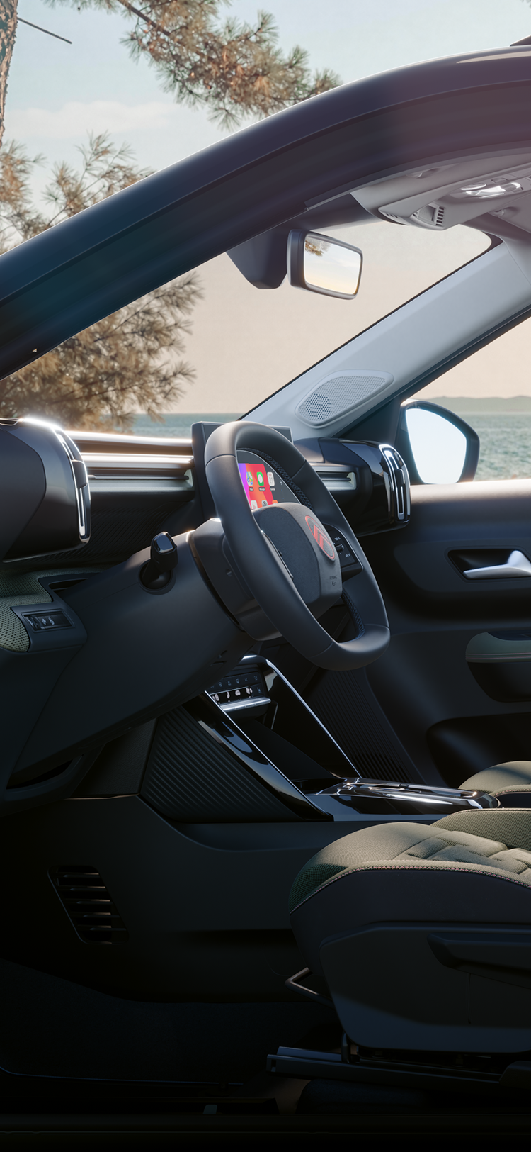 Vue latérale intérieure du Citroën C3 Aircross Outdoor, mettant en avant un SUV 7 places spacieux, polyvalent et confortable, doté d’une modularité innovante pour s’adapter à tous les besoins de la famille.