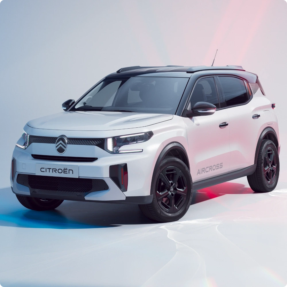 Vue arrière intérieure du SUV Citroën ë-C3 Aircross, mettant en avant un habitacle spacieux et des sièges au confort lounge pour des trajets longue distance détendus, confortables et accessibles.