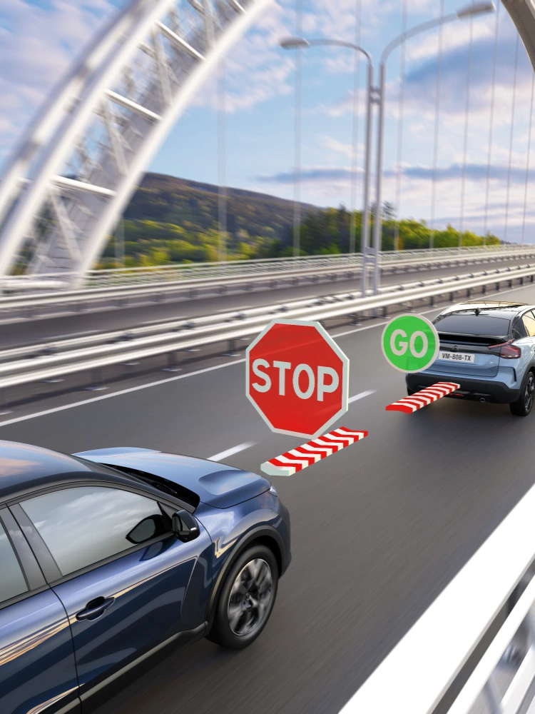 La Citroën ë‑C4 X utilise le régulateur de vitesse adaptatif avec fonction Stop & Go