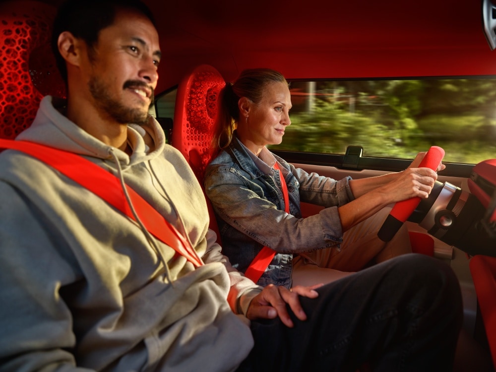 Interior view of a Citroën vehicle cabin, highlighting the driver and front passenger seating area.