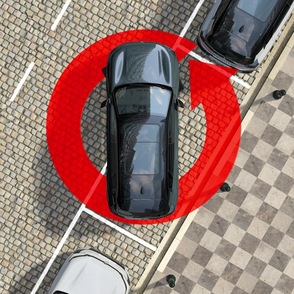 Vue dessus ë-C5 Aircross avec la vision à 360°, sécurité, visibilité et techno expérience de manœuvre en confiance.